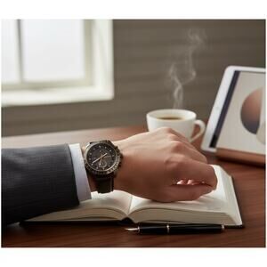 Express Men’s Chronograph Watch Black & Rose Gold | Genuine Leather Strap